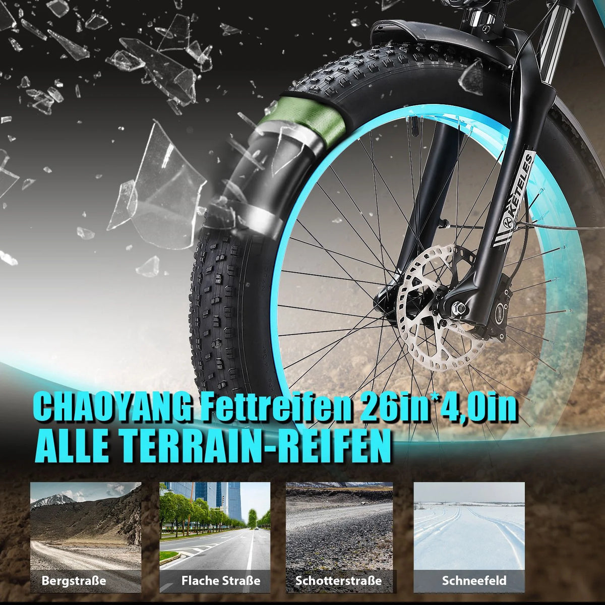 26" Fat Tire Electric Bicycle with 48V 17.5AH Removable Battery J458