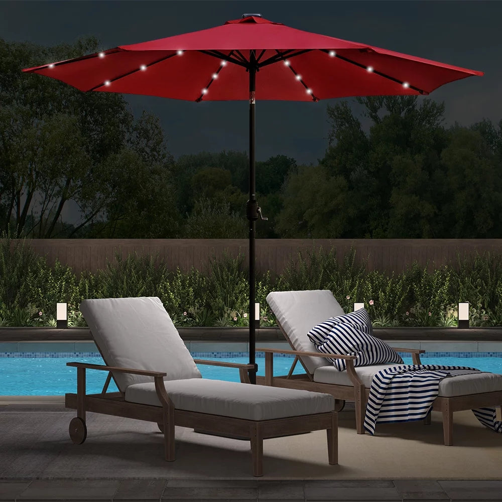 9ft Solar LED Lighted Patio Umbrella with Crank and Tilt M199848