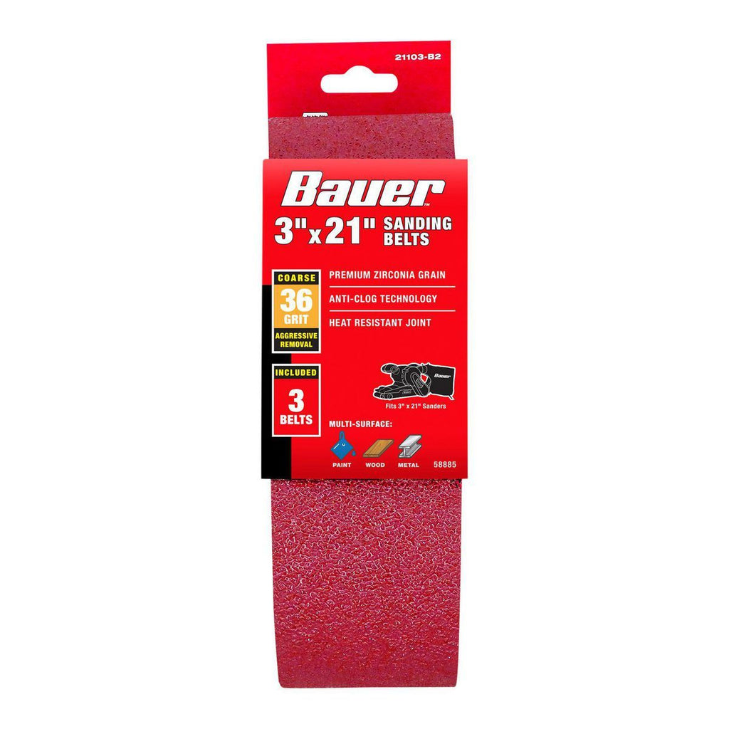 3 in. x 21 in. 36 Grit Zirconia Alumina Sanding Belts 3-Pack T137052
