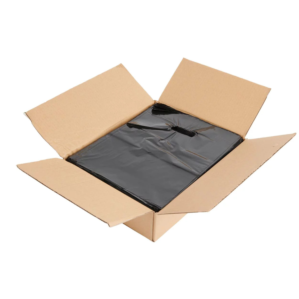 Black Plastic Merchandise Shopping Bags with Die Cut Handles 9" x 12" Case of 1,000 P7171