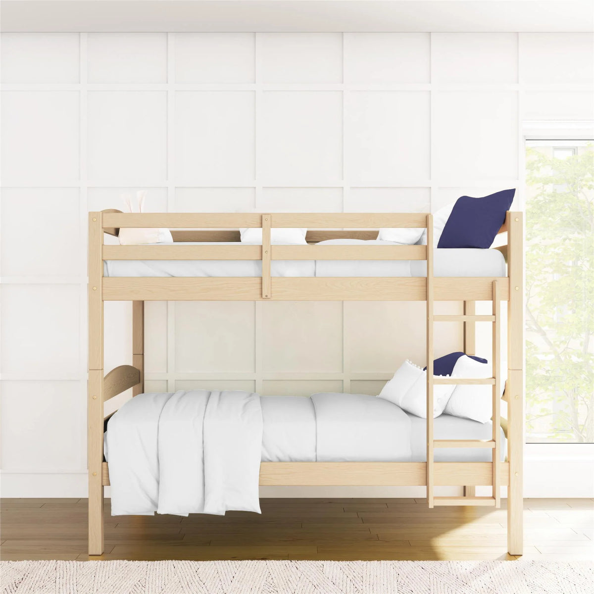 Solid Wood Twin-over-Twin Convertible Bunk Bed J8671