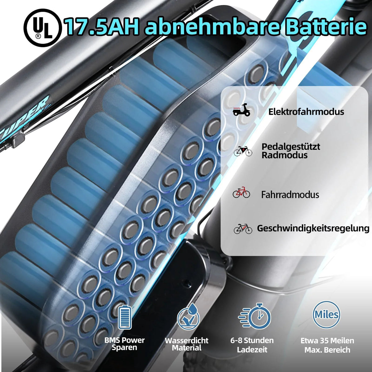 26" Fat Tire Electric Bicycle with 48V 17.5AH Removable Battery J458