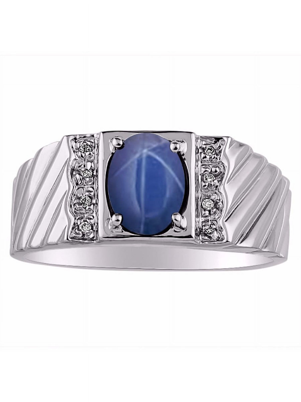 14K White Gold Oval Gemstone & Genuine Sparkling Diamond Ring X210
