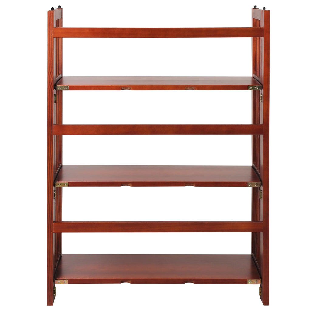 3-Shelf Folding Stackable Bookcase, Mahogany F405