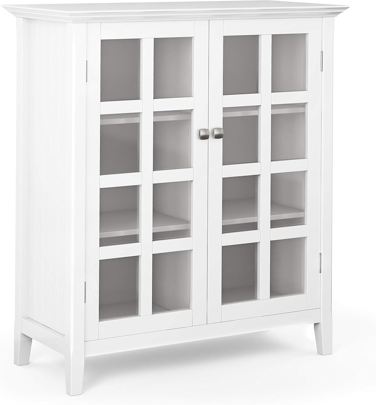 Solid Wood 39 inch Wide Storage Cabinet in Black with 2 Tempered Glass Doors and 4 Adjustable Shelves D615