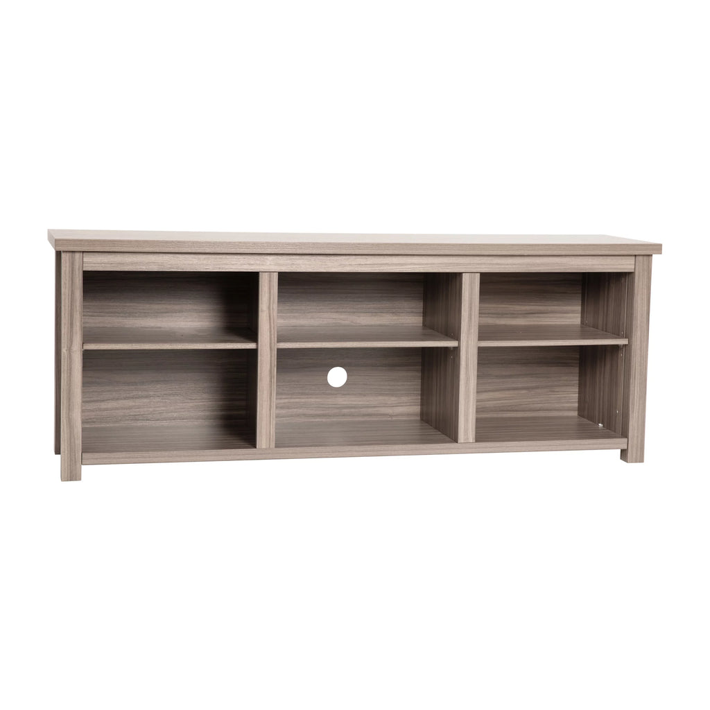 Gray Wash Oak Finish 65" Media Console with 6 Open Storage Shelves W7107