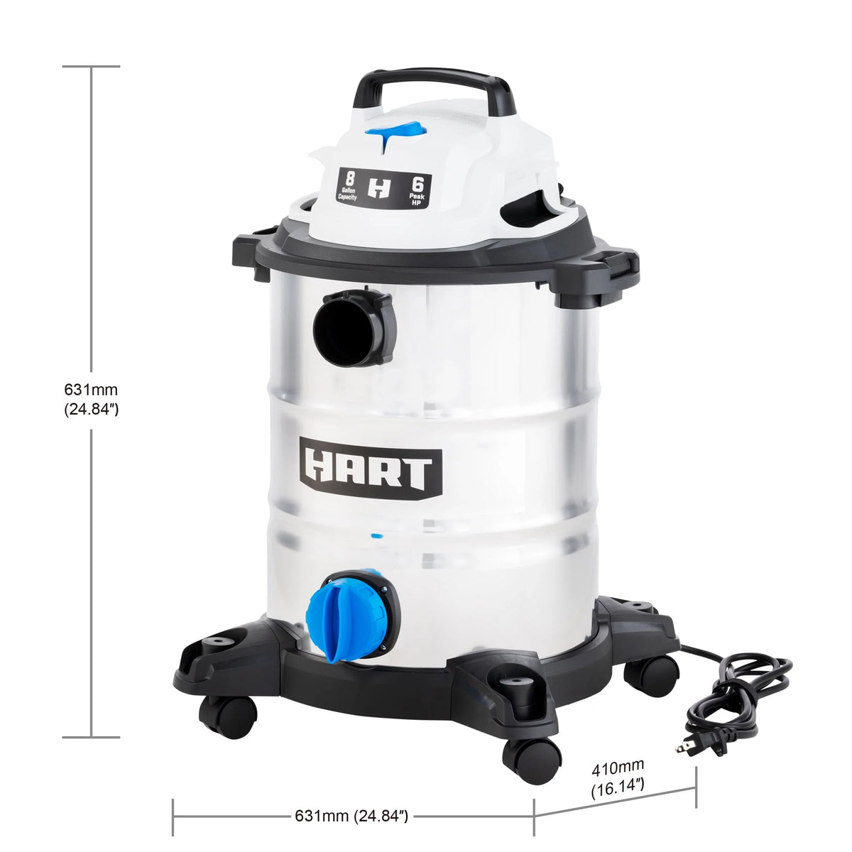 8 Gallon 6 Peak HP Stainless Steel Wet/Dry Vacuum M3772