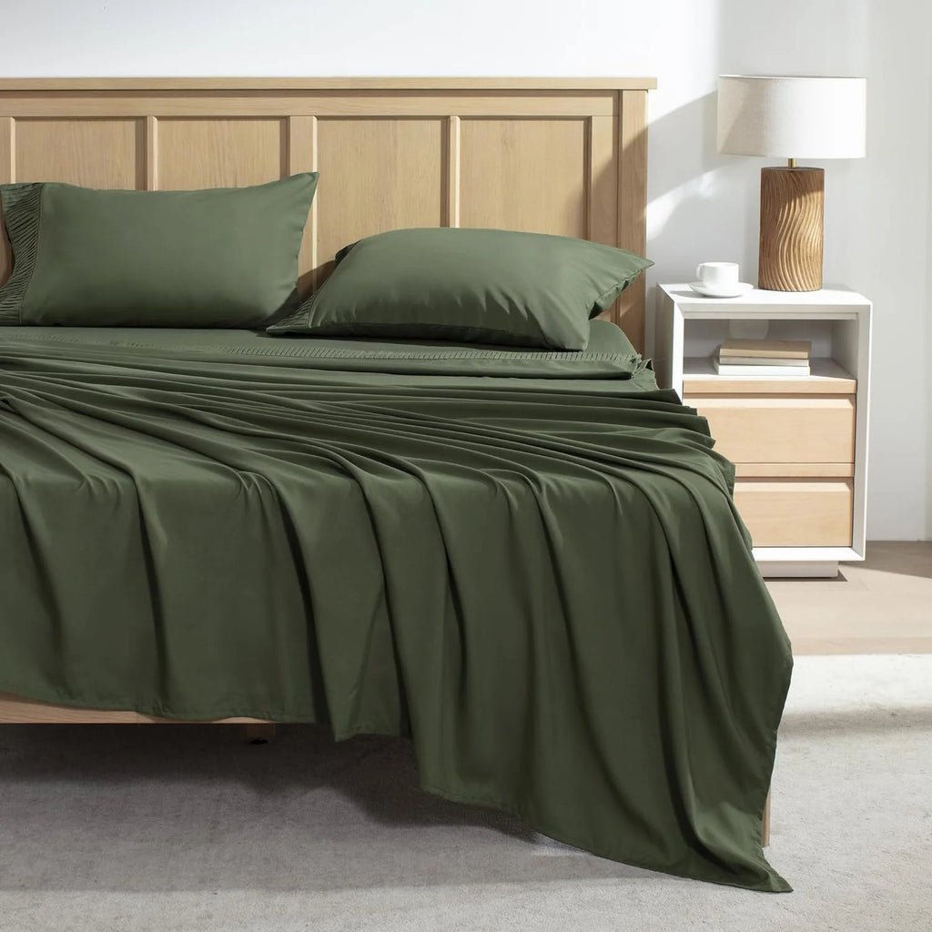 Emerald Green Microfiber Sheet Set California King 4 Pieces Deep Pocket S305