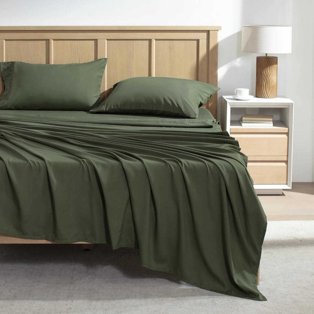 Emerald Green Microfiber Sheet Set California King 4 Pieces Deep Pocket S305