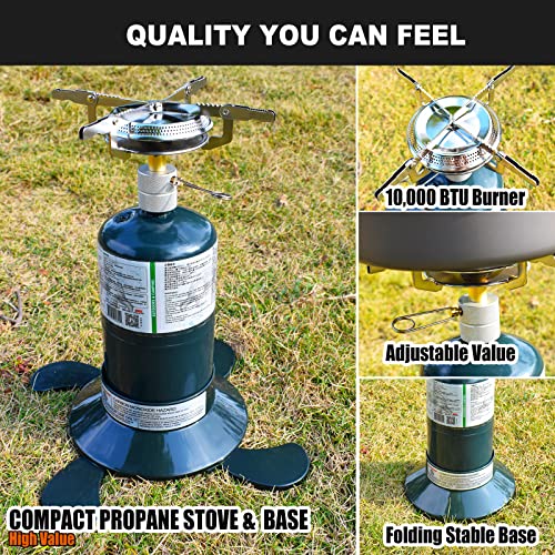 Propane Stove Portable Camping Gas Stove 10,000 BTU Single Adjustable Burner with Carrying Case A3838