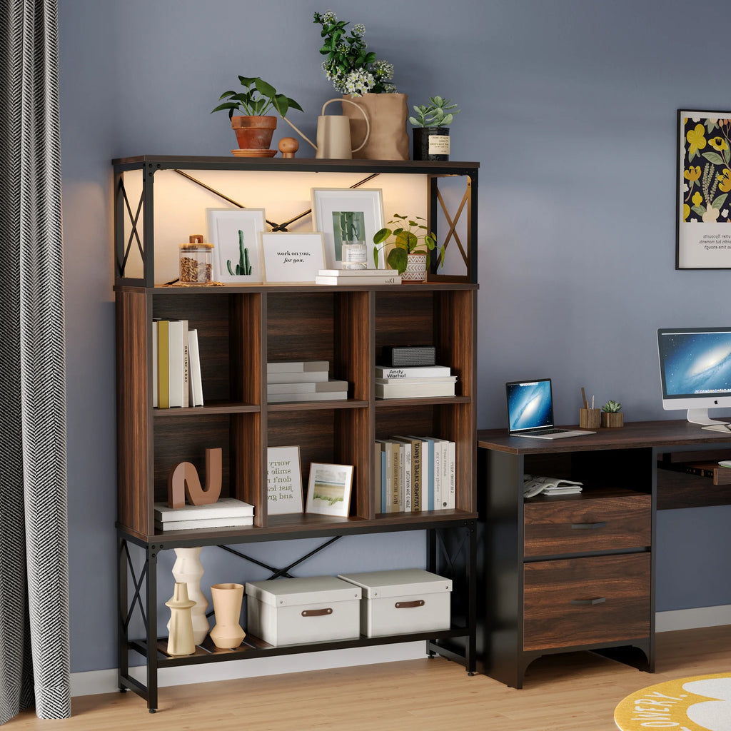 5-Shelf Bookcase with LED Light Q2375