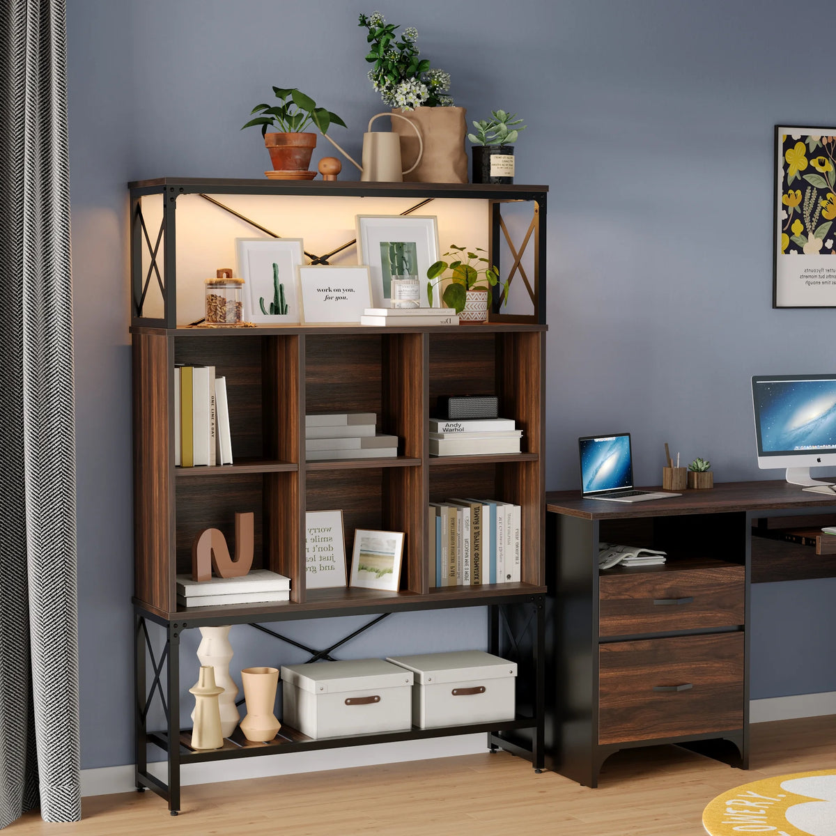 5-Shelf Bookcase with LED Light Q2375