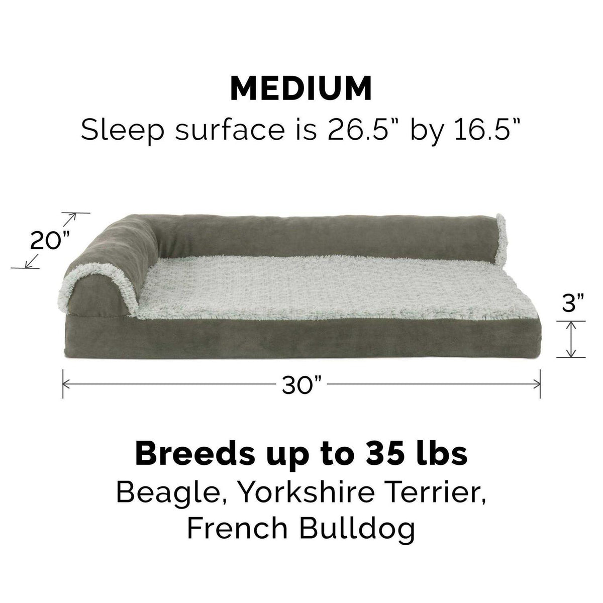 Two-Tone Faux Fur Suede Chaise Lounge Dog Bed X804
