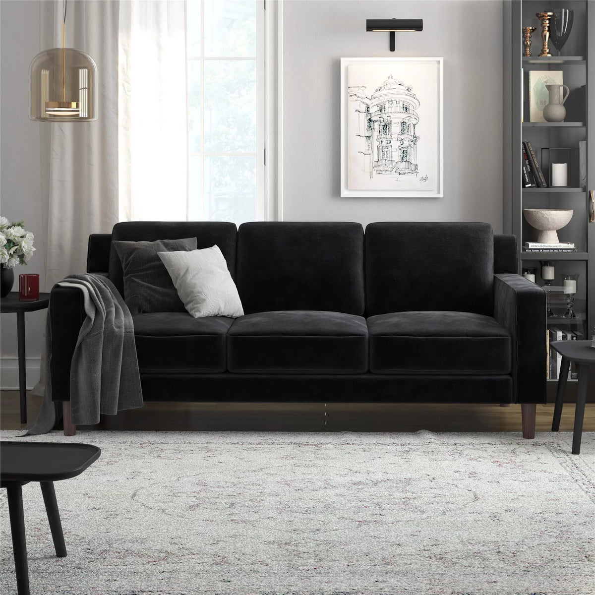 Green Velvet 3 Seater Sofa R81639