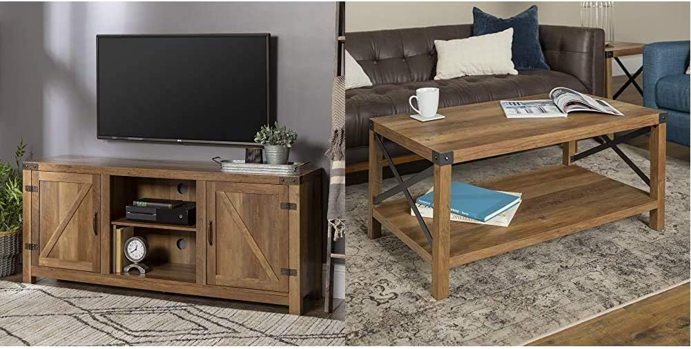 58 Inch Reclaimed Barnwood TV Stand Cabinet S393