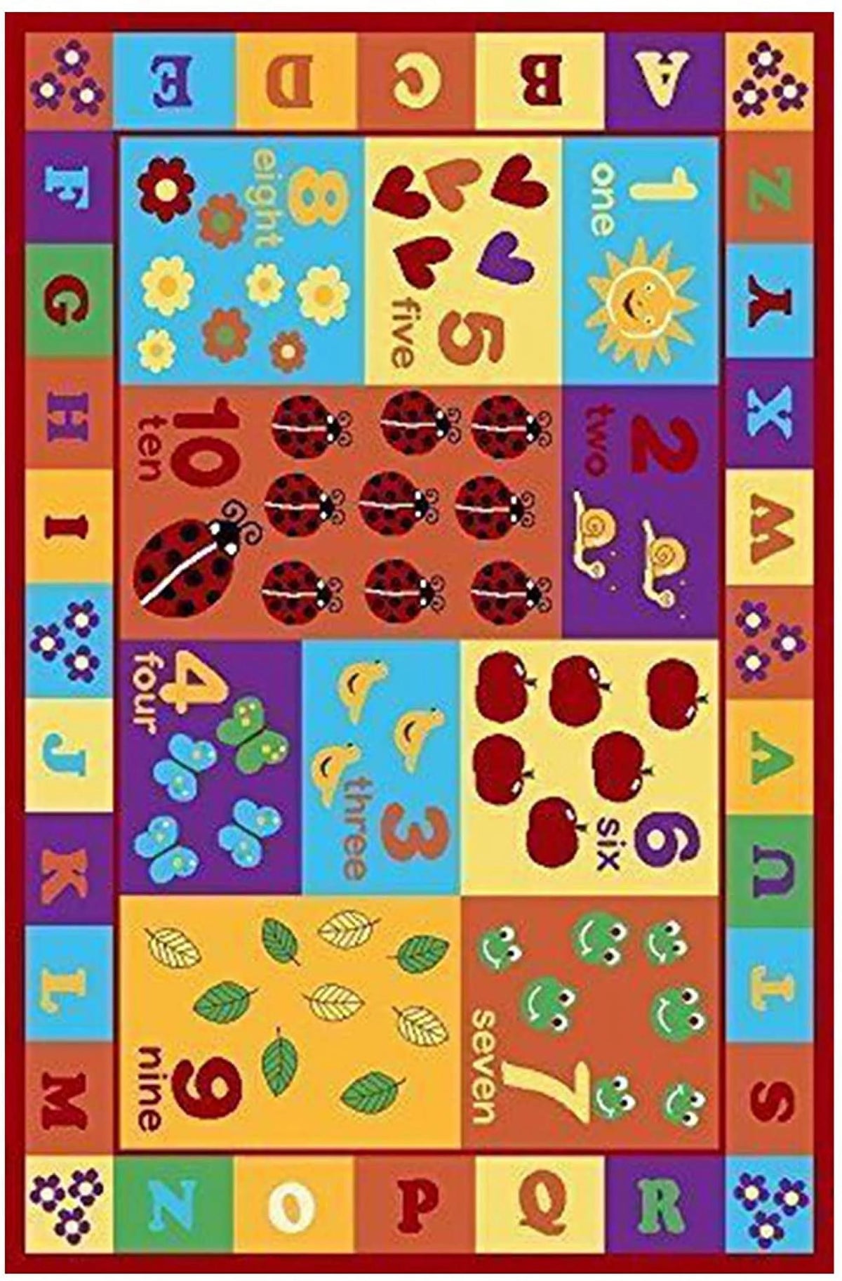 Multicolor ABC Numbers Area Rug A691