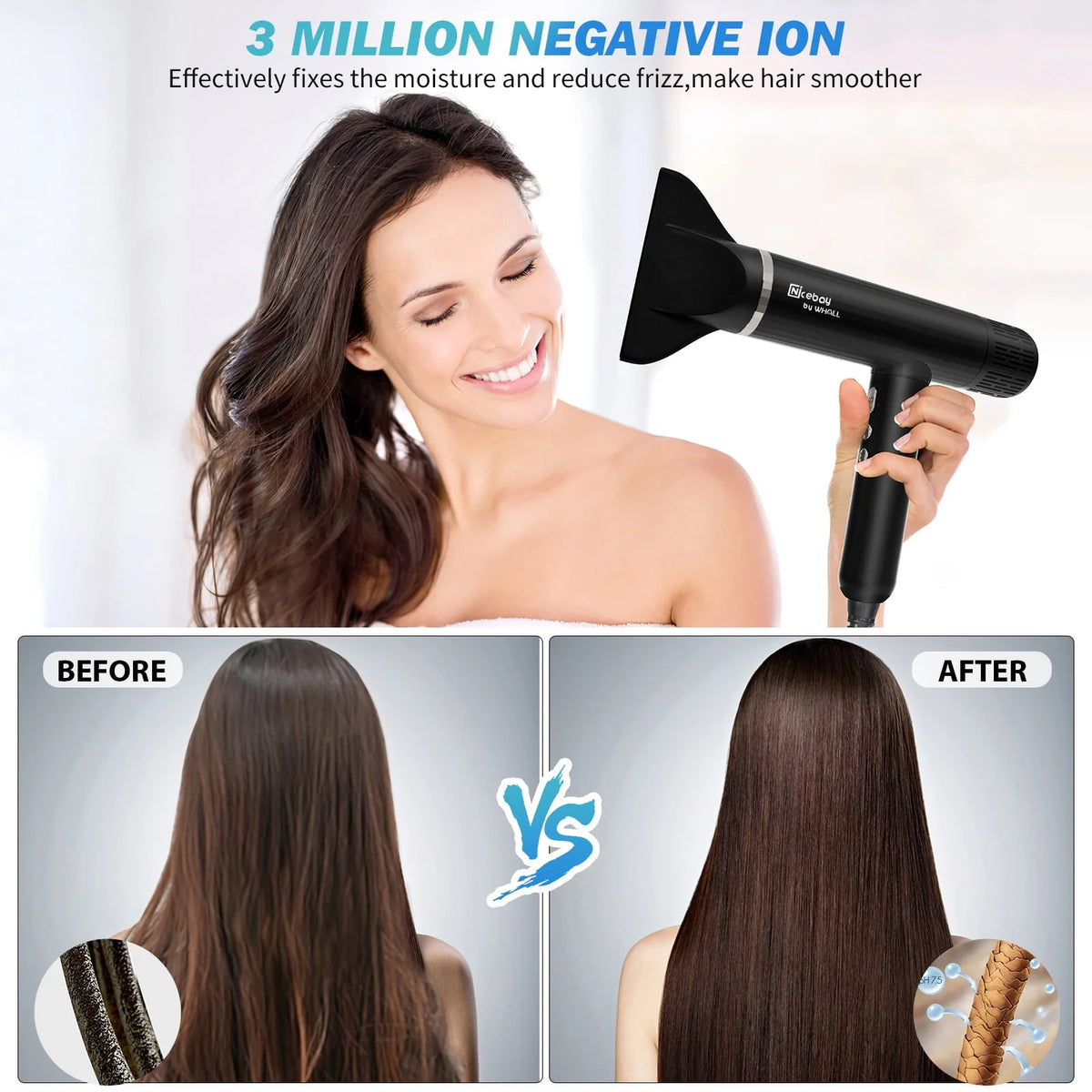 Black 1600W High-Speed Ionic Hair Dryer T20571