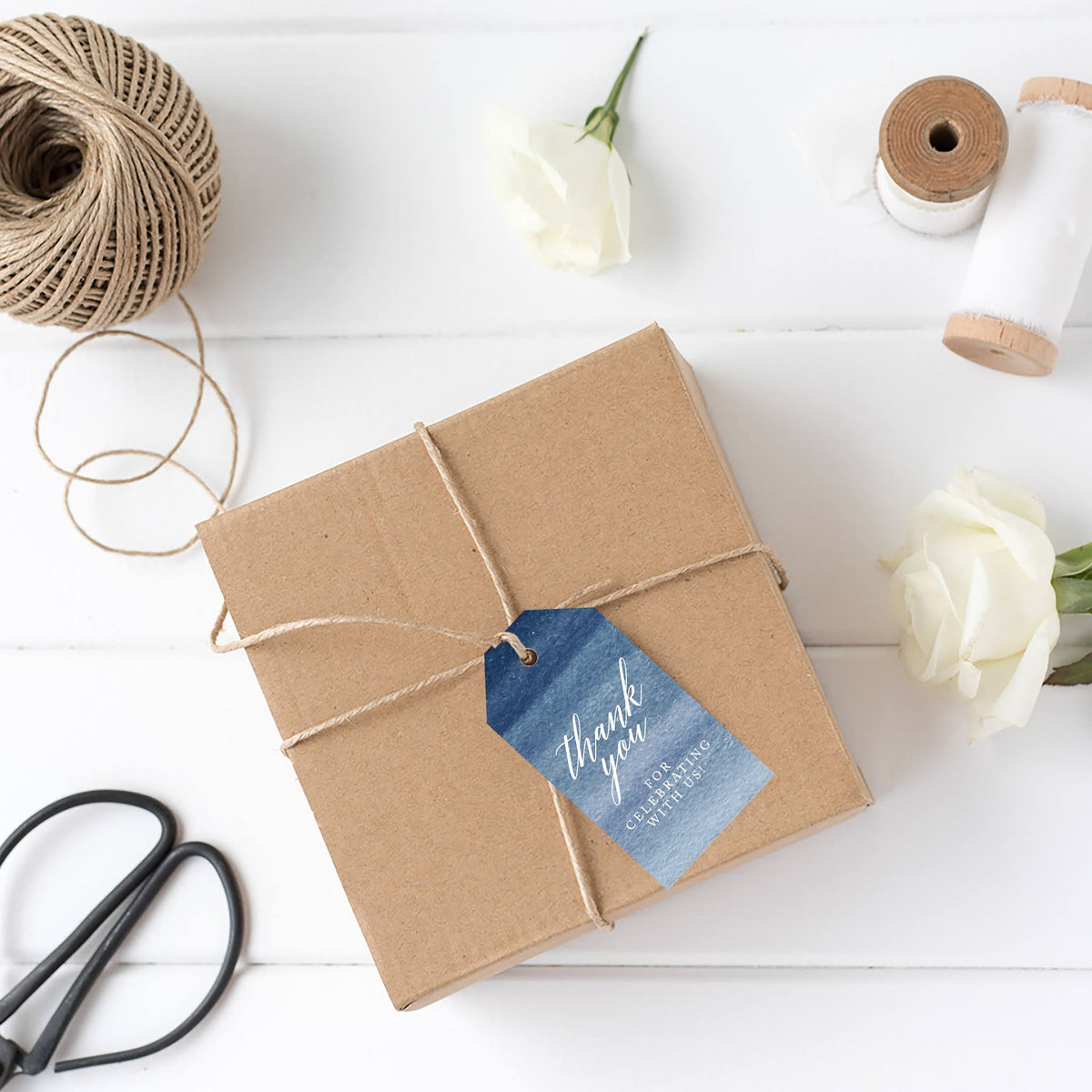 Navy Blue Ombre Watercolor Cardstock Gift Tags 100-Pk B37230