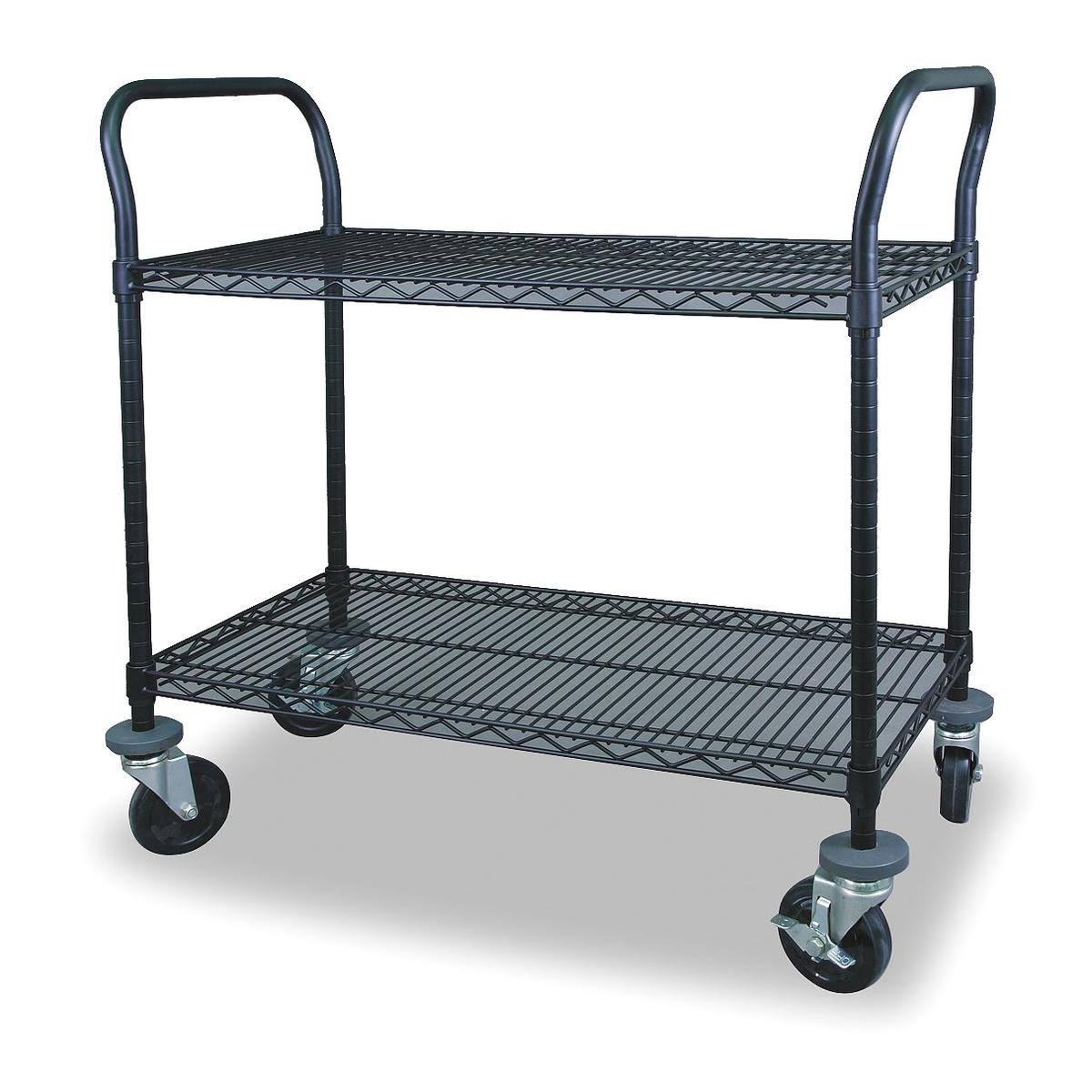 Black 2 Shelf Wire Cart I879