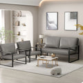 Gray 3-Piece PU Leather Sofa Set Including 2 Armchairs and 1 Loveseat P558329