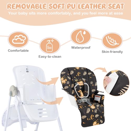 Light Gray Foldable Baby High Chair with Wheels E3704