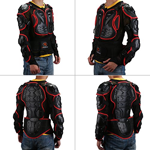 Black L Removable Full Body Armor Motorcycle Jacket V6692