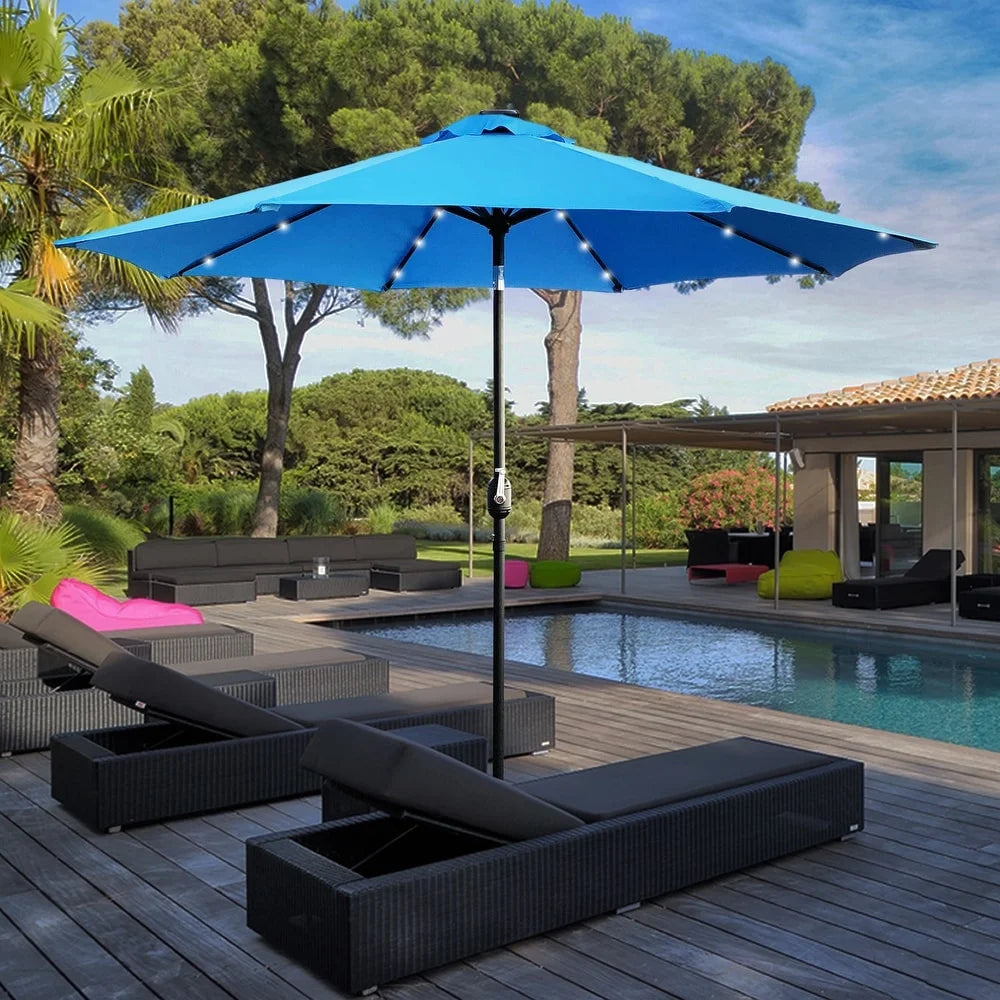 9ft Solar LED Lighted Patio Umbrella with Crank and Tilt M199848