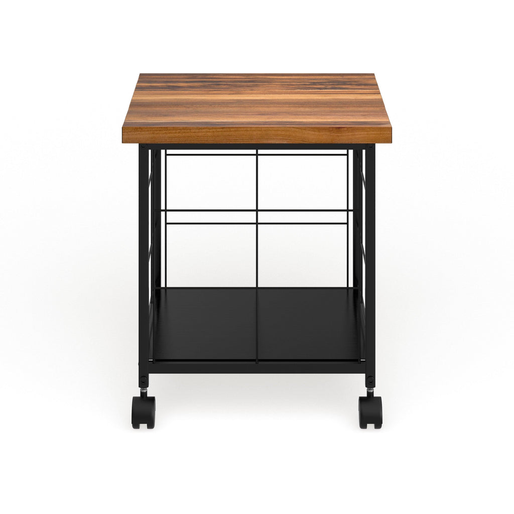 Grey Wood and Metal Rolling File Cabinet M723