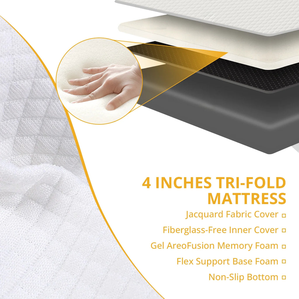 Queen Size Memory Foam Folding Mattress with Cover S655