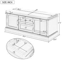 White Storage Bench with 2 Drawers and 2 Cabinets J3556