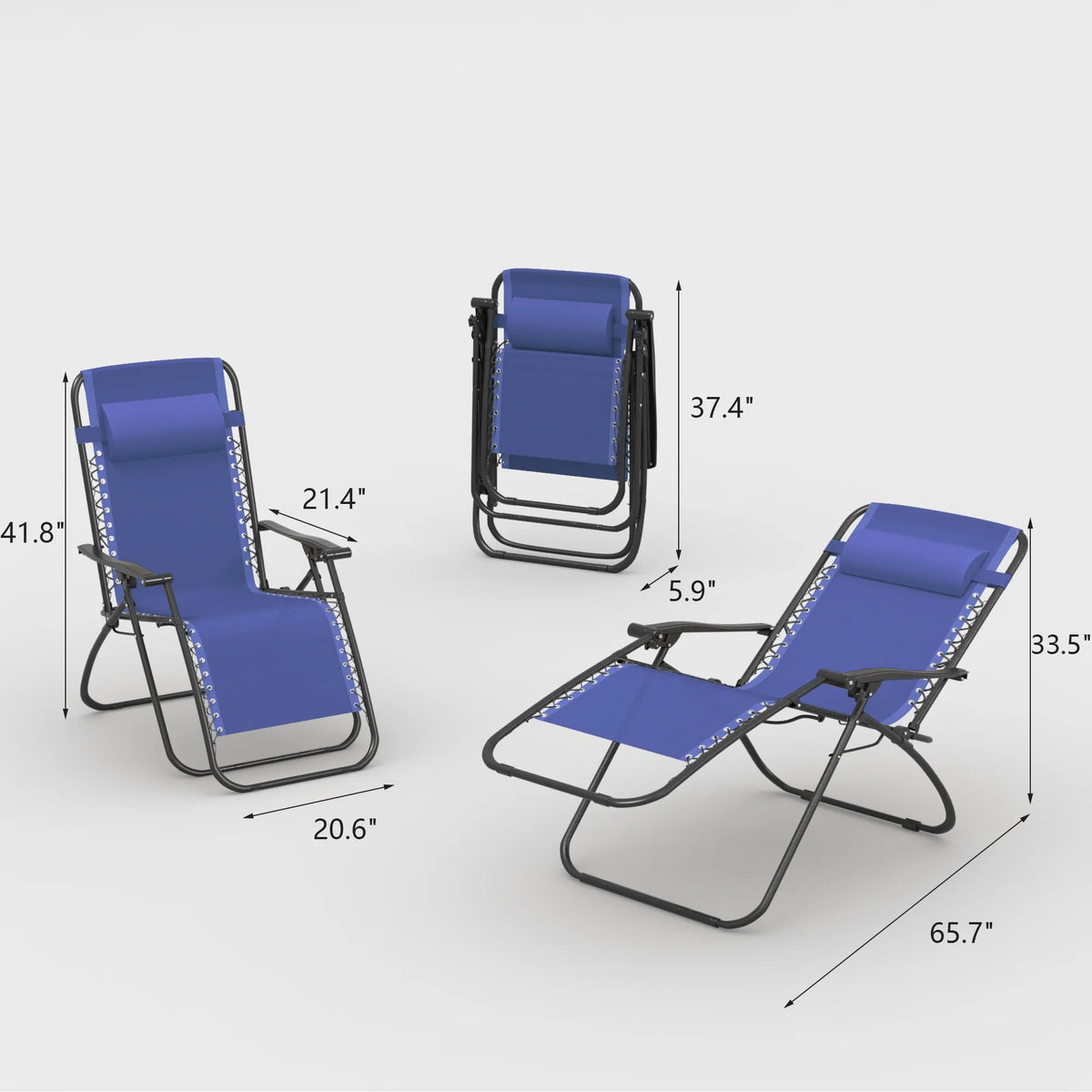 2 Pack Blue Zero-Gravity Chair E494