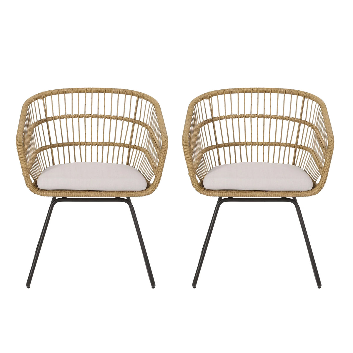 Wicker Outdoor Dining Chair with Cushion Set of 2 F119