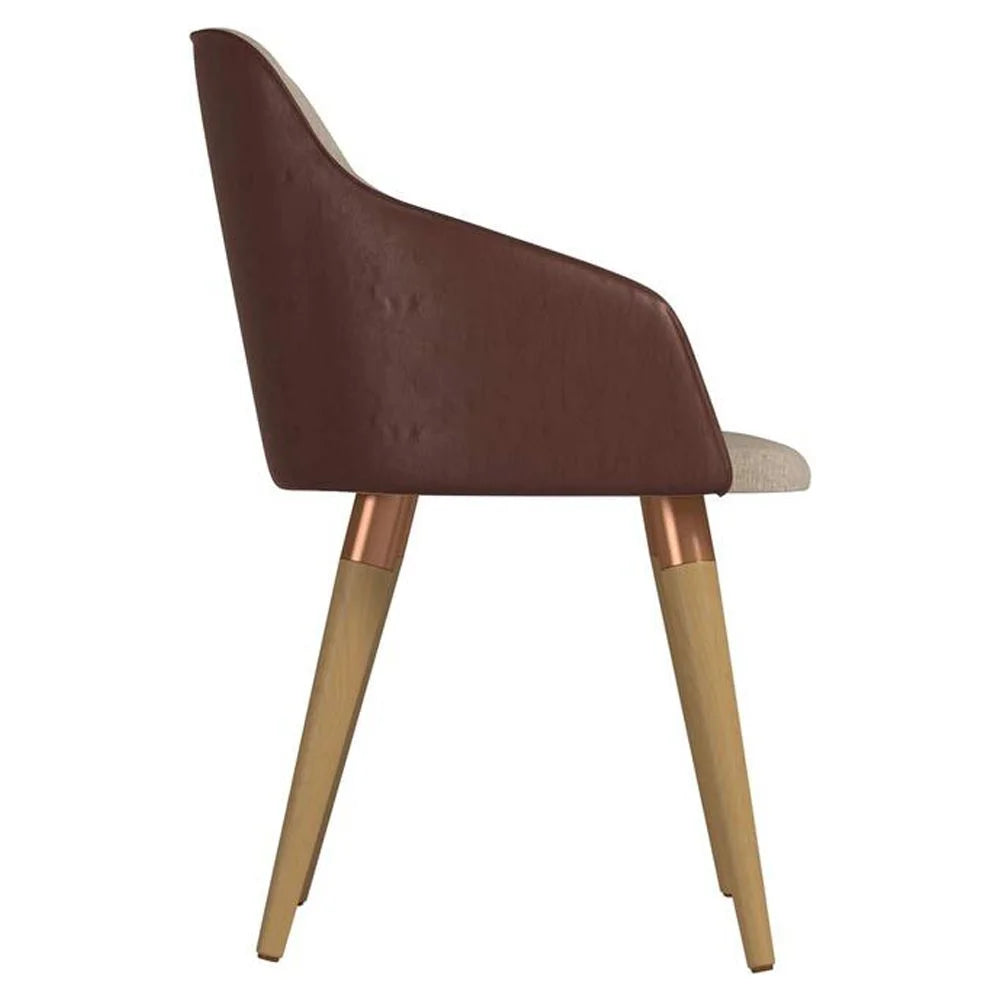Brown Fabric Leather Accent Chair Set of 2 O96654