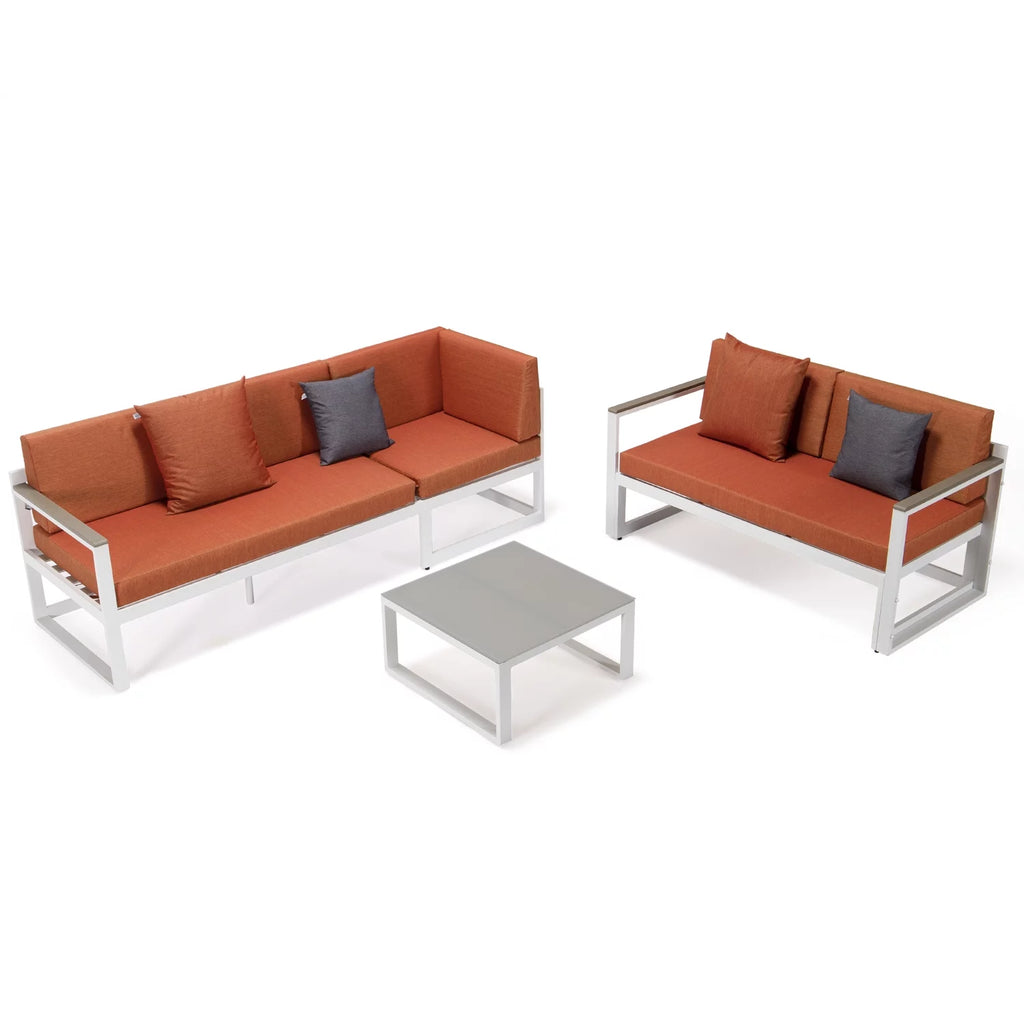 White Sectional With Adjustable Headrest & Coffee Table D79767