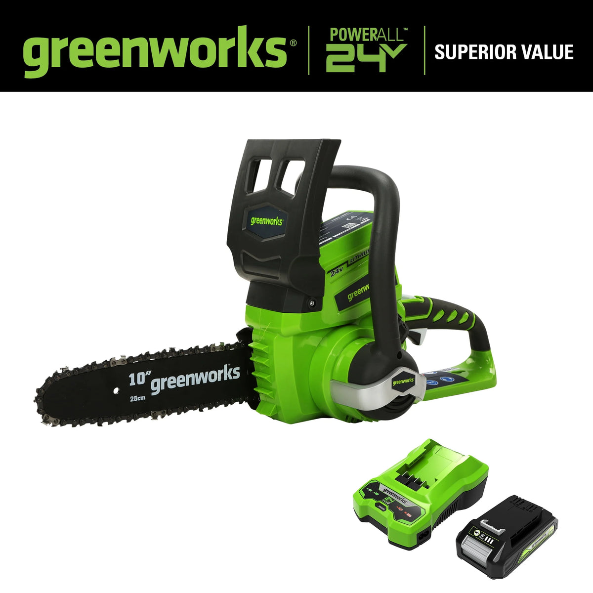 24V Cordless Chainsaw with 2.0 Ah Battery & Charger E446