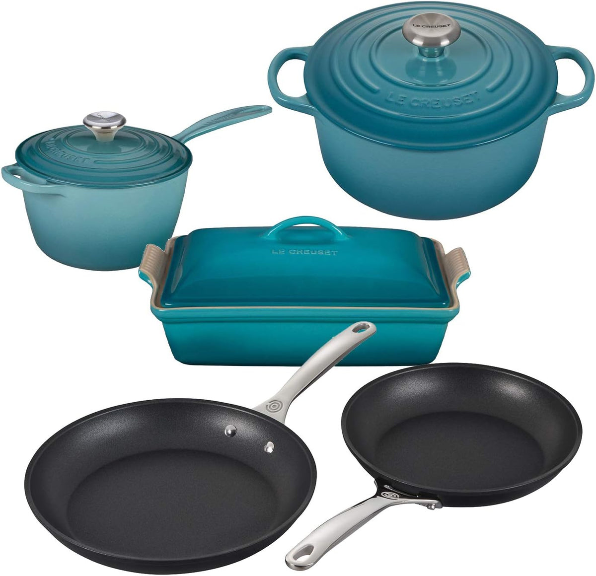 Enameled Cast Iron and Nonstick 8 Piece Cookware Set C3868