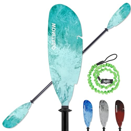 Aluminum Kayak Paddle with Plastic Blades and Paddle Leash, 3 Piece L6511