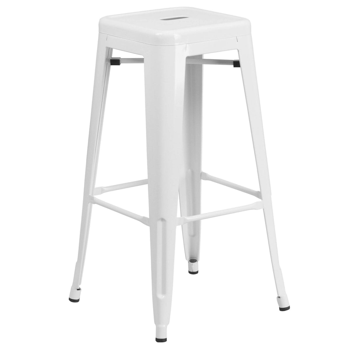 White Backless Metal Barstool H69913