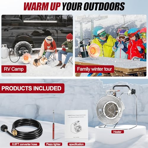 18,000 BTU Portable Propane Heater with 8.8 FT Hose U896