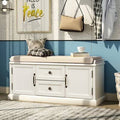 Solid Wood Cabinet Storage Bench White R520