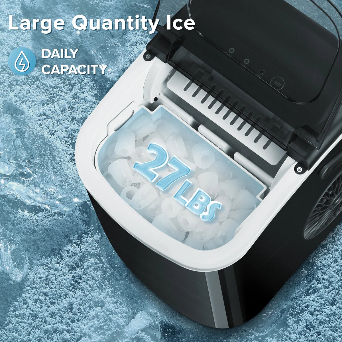 Portable Countertop Ice Maker 26lbs/24H Stainless Steel Black N457042