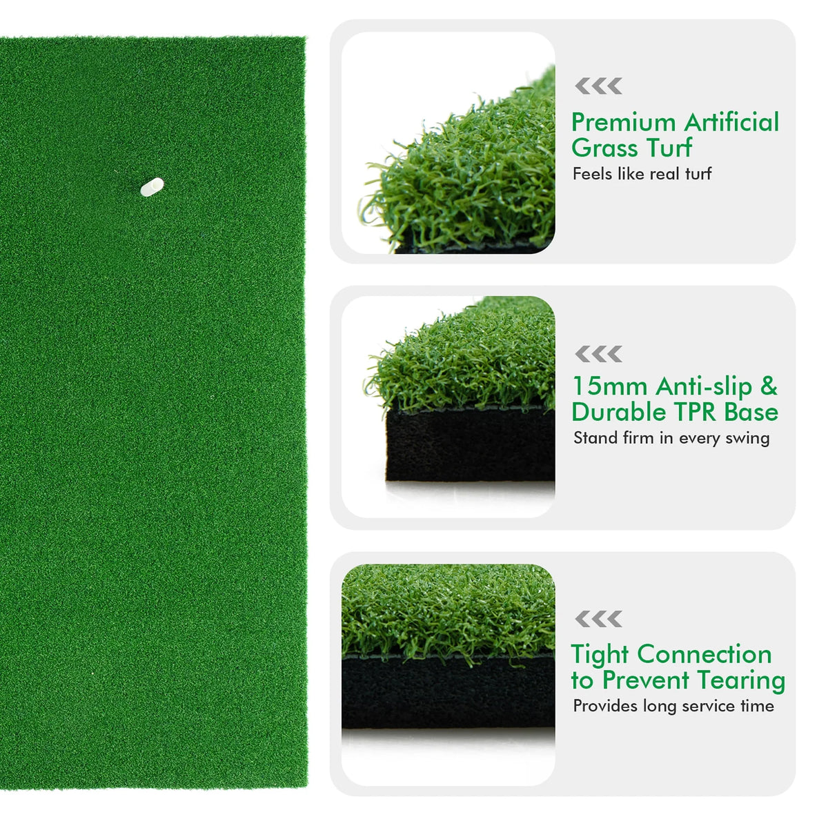 5' x 3' Golf Practice Mat with 3 Tees P436365