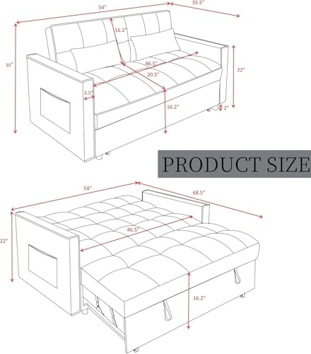 Black Sleeper Sofa Bed with Pullout Bed B232624