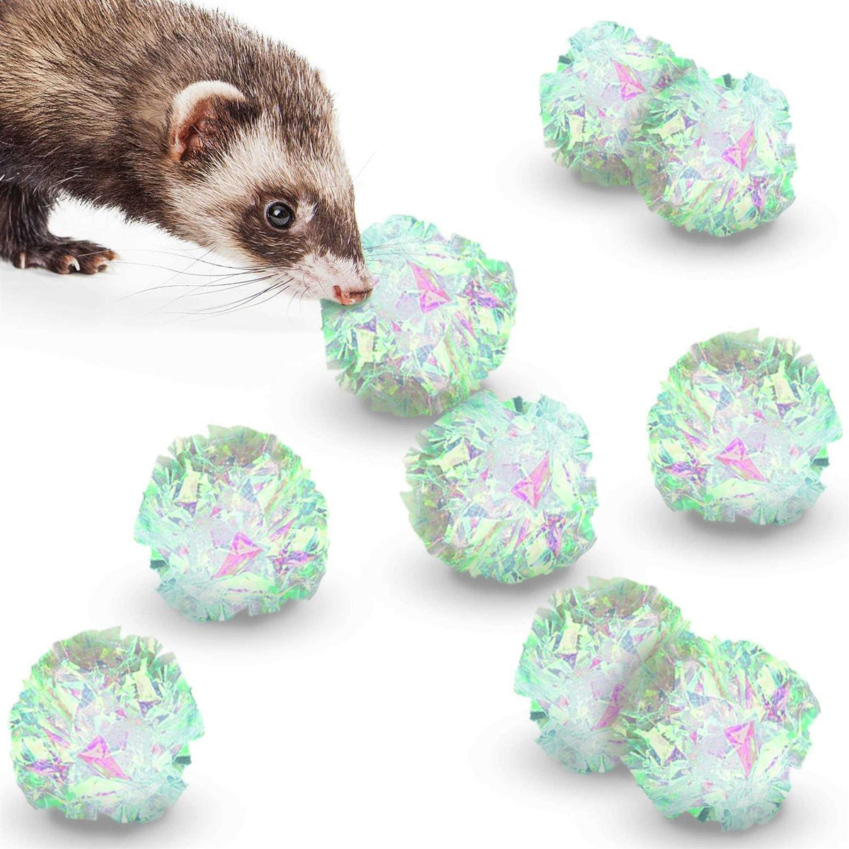 Clear Mylar Cat & Ferret Crinkle Balls & Chase Toy M669811