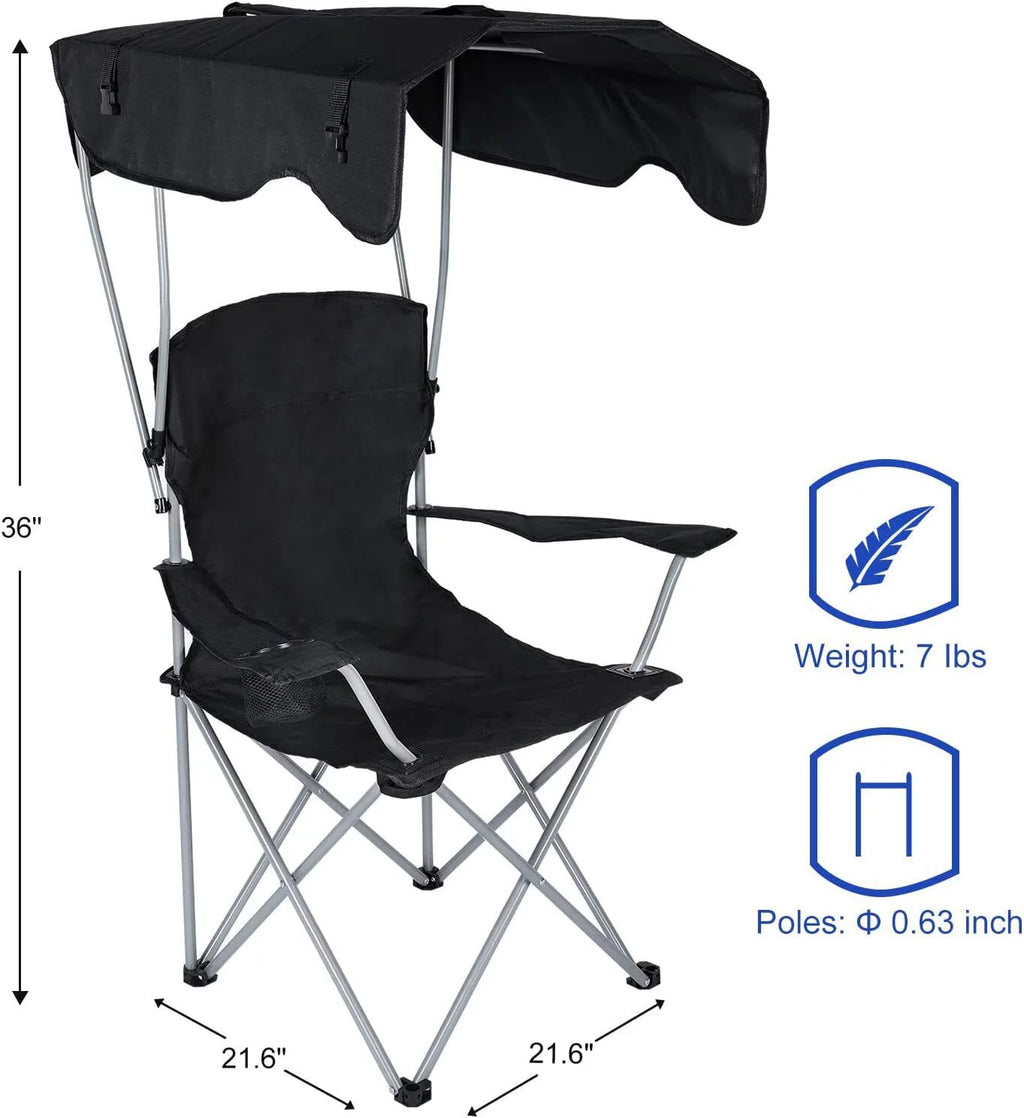 Black Canopy Lounge Chair with Cup Holder E446393