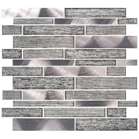 11.73 in. x 11.61 in. x 8mm Glass Metal Mesh-Mounted Mosaic Tile L853079