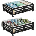 2 Pack Bamboo Under Bed Storage Containers with Wheels K314