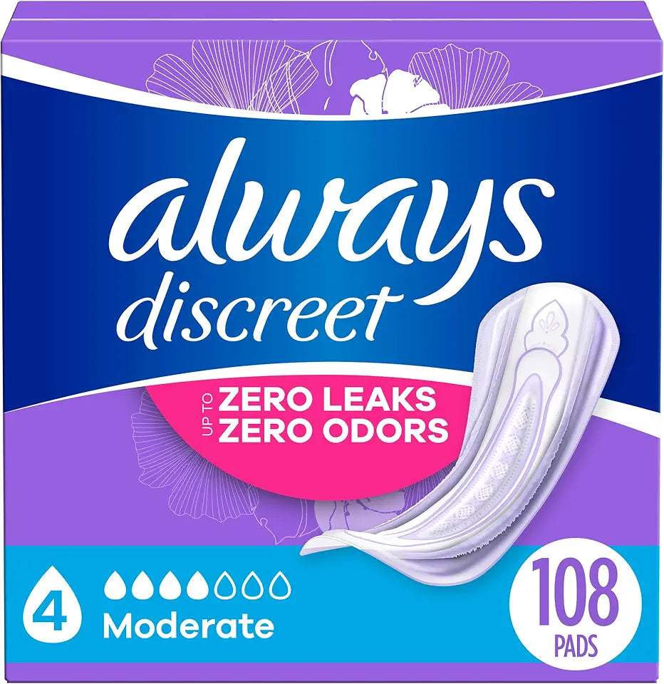 Adult Incontinence Pads, Moderate Absorbency, Regular Length, 108 CT R9843