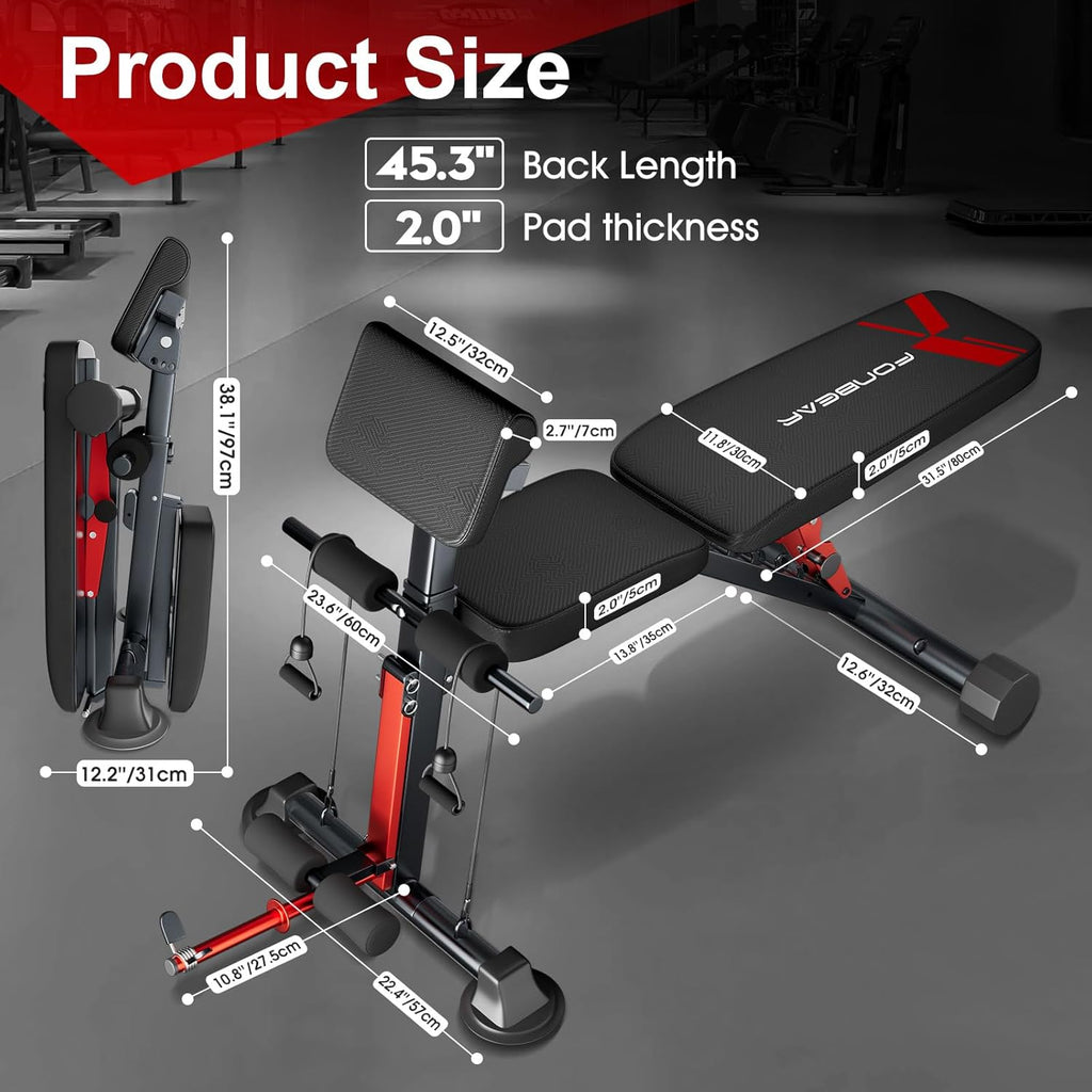 Adjustable Weight Bench, 800LBS Foldable Incline Decline Bench D281028