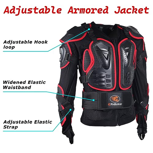 Black L Removable Full Body Armor Motorcycle Jacket V6692